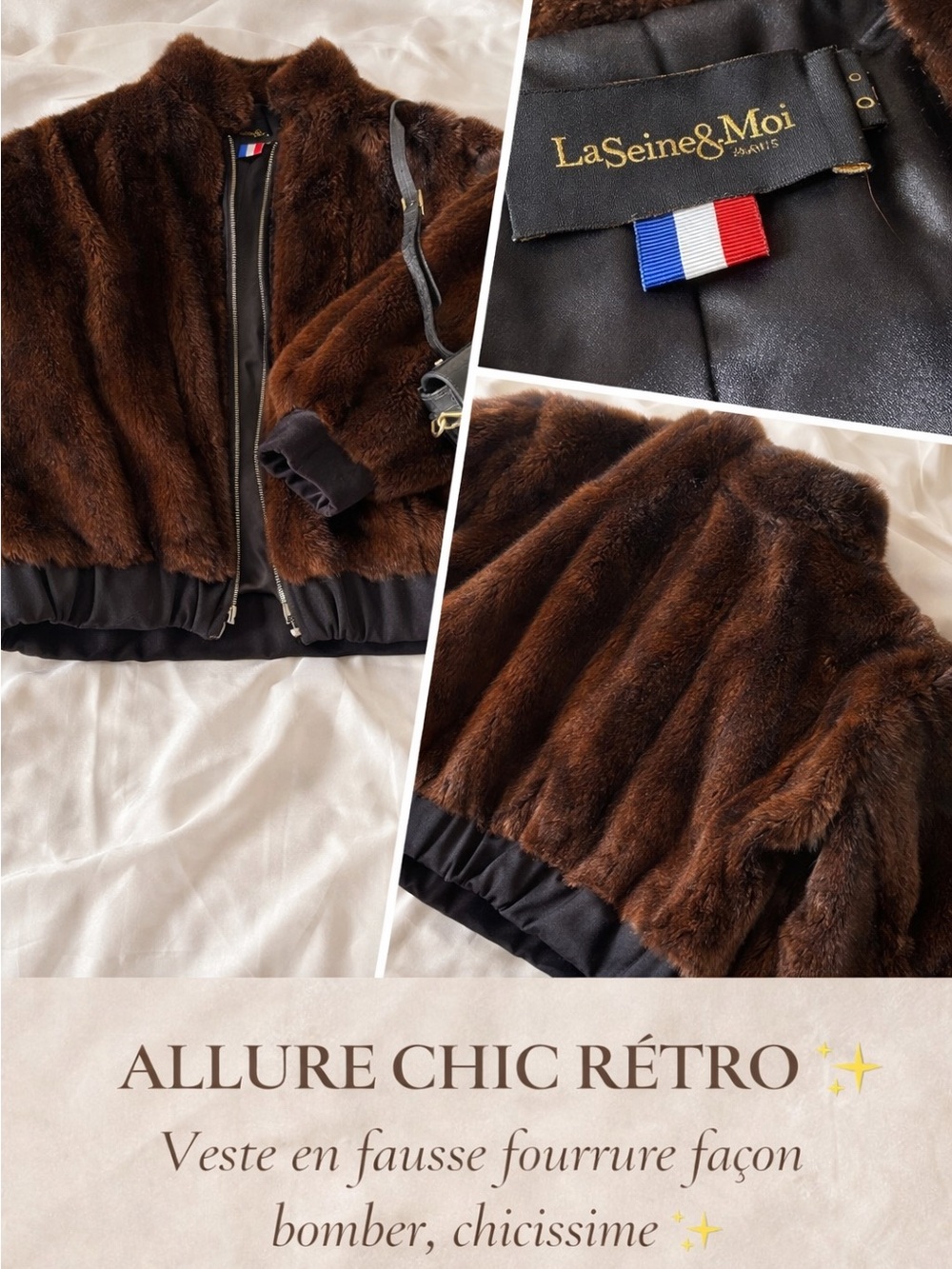 Women's Brown Faux Fur Bomber Jacket